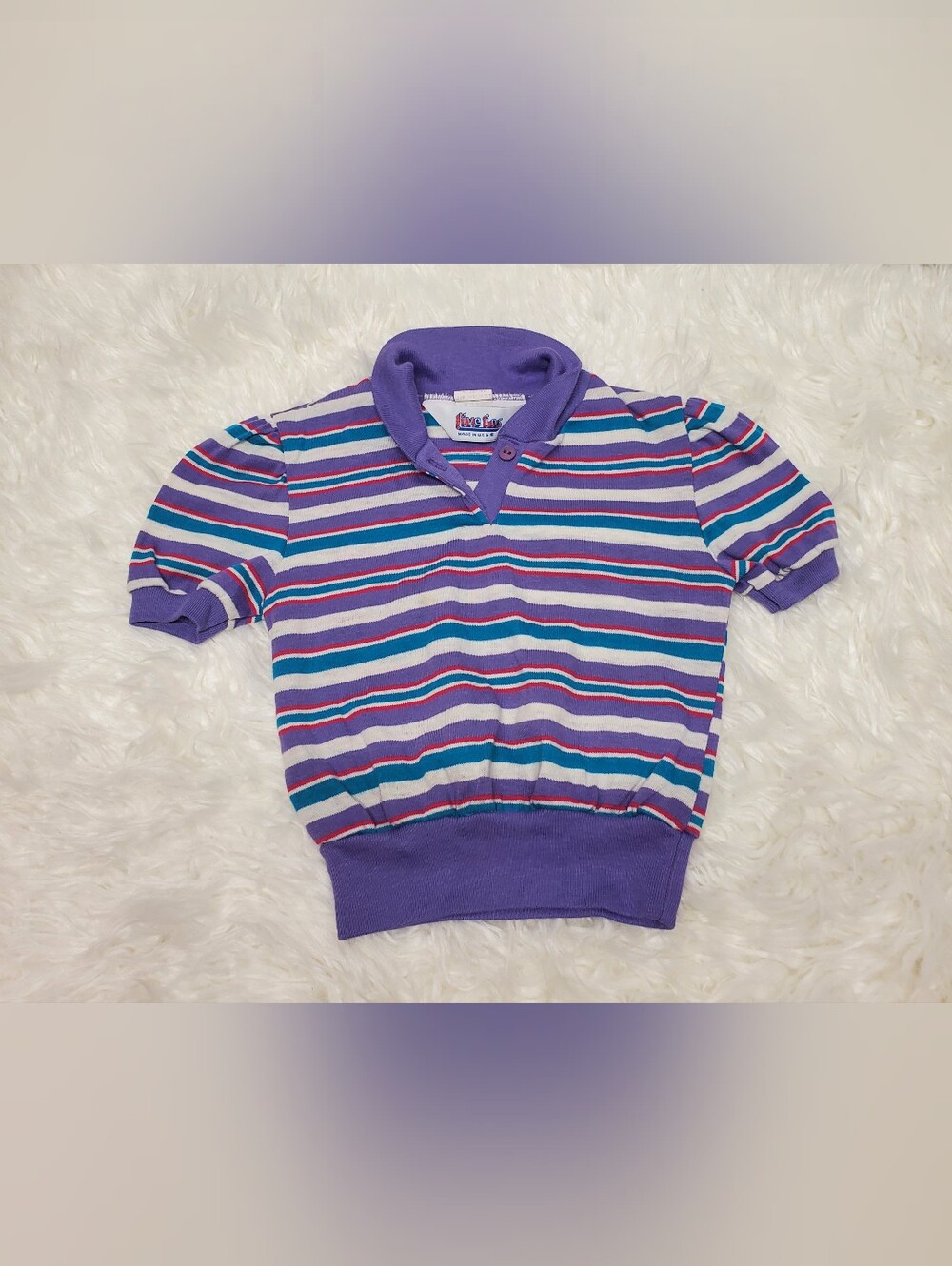 Vintage 90s y2k retro rare top colorful collar button top